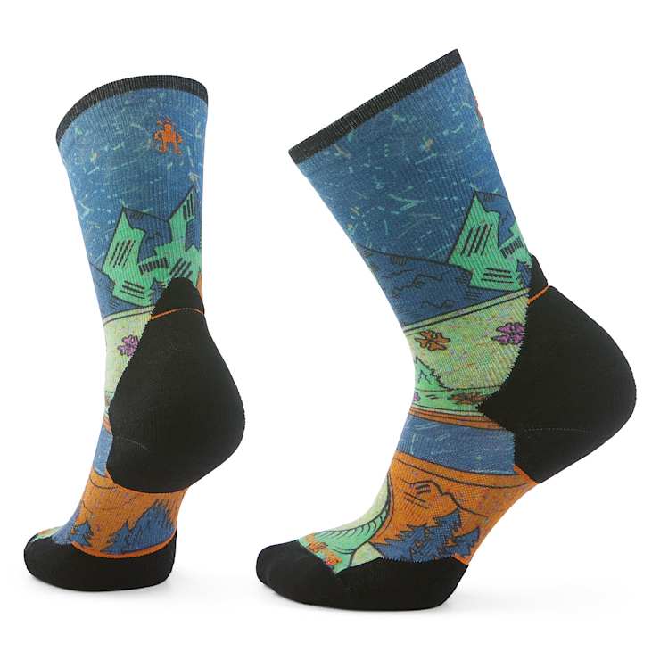 Women's Trail Run Targeted Cushion Mountain Print Crew Socks SW002698