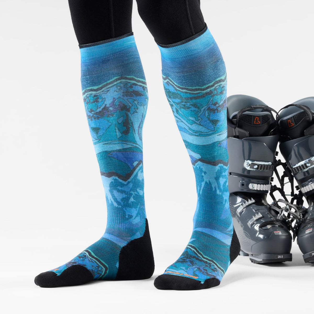 Ski Targeted Cushion Storm Peak Print OTC Socks SW003125